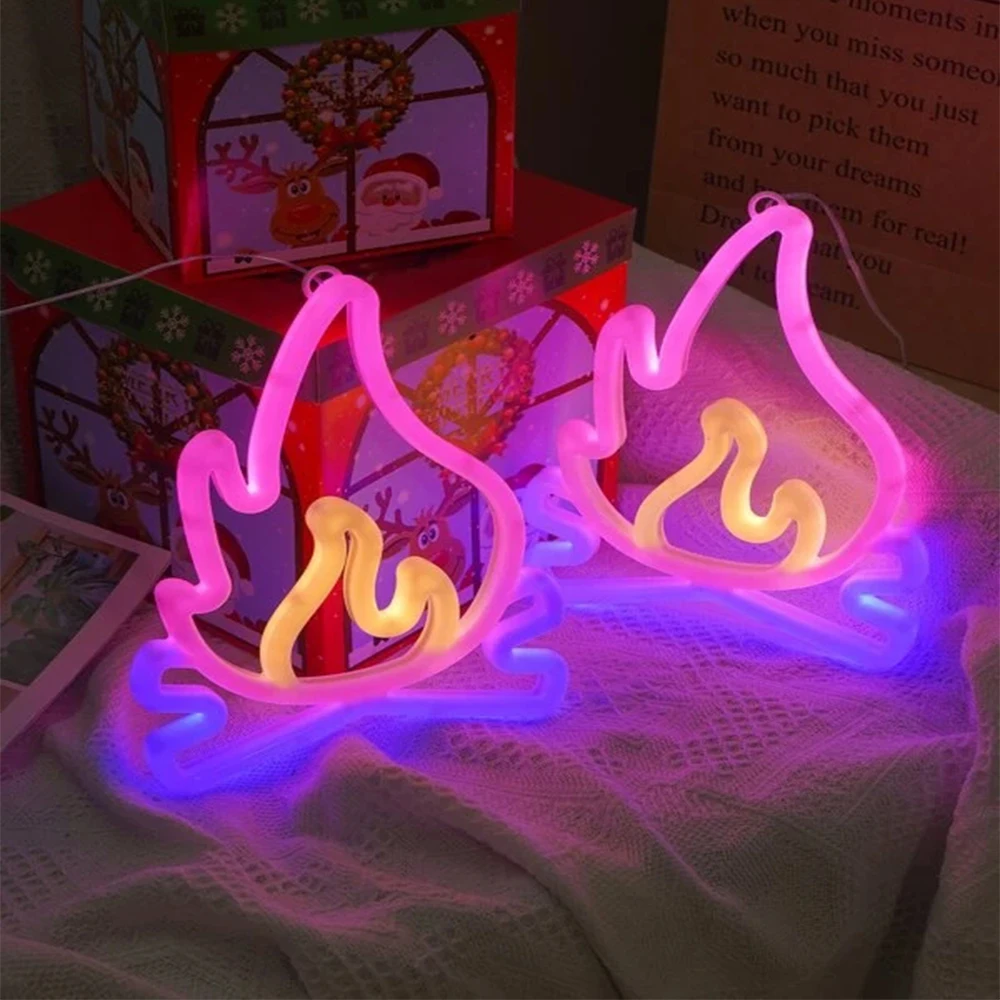 LED Neon Sign Lightning Shaped Wall Night Light USB Battery Operated For Home Bedroom Party Wedding Decor Table Lamp