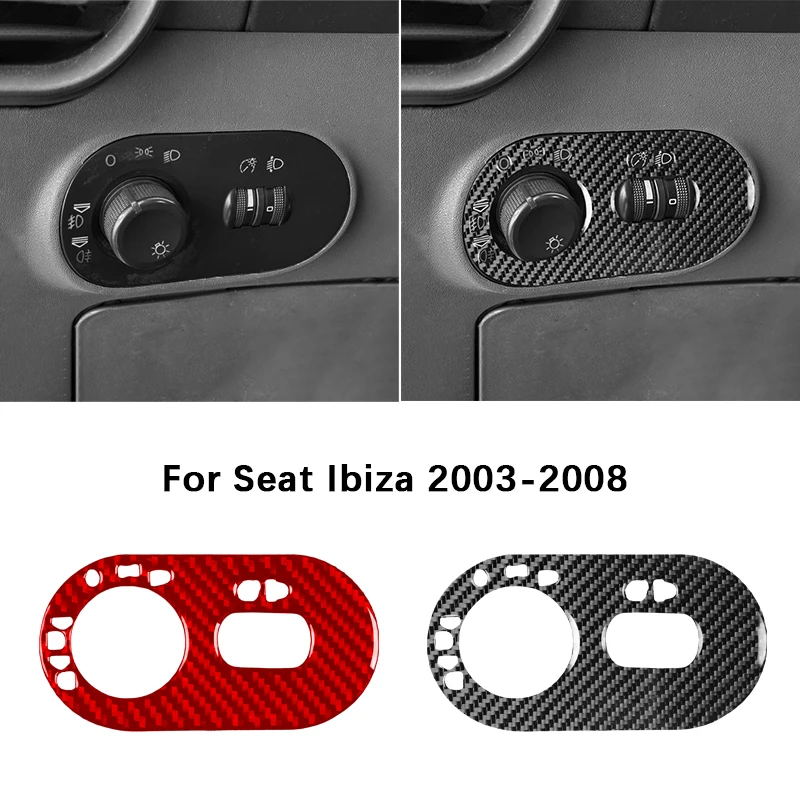 

For Seat Ibiza 6l 2003 2004 2005 2006 2007 2008 Carbon Fiber Sticker Car Headlight Switch Frame Panel Accessories
