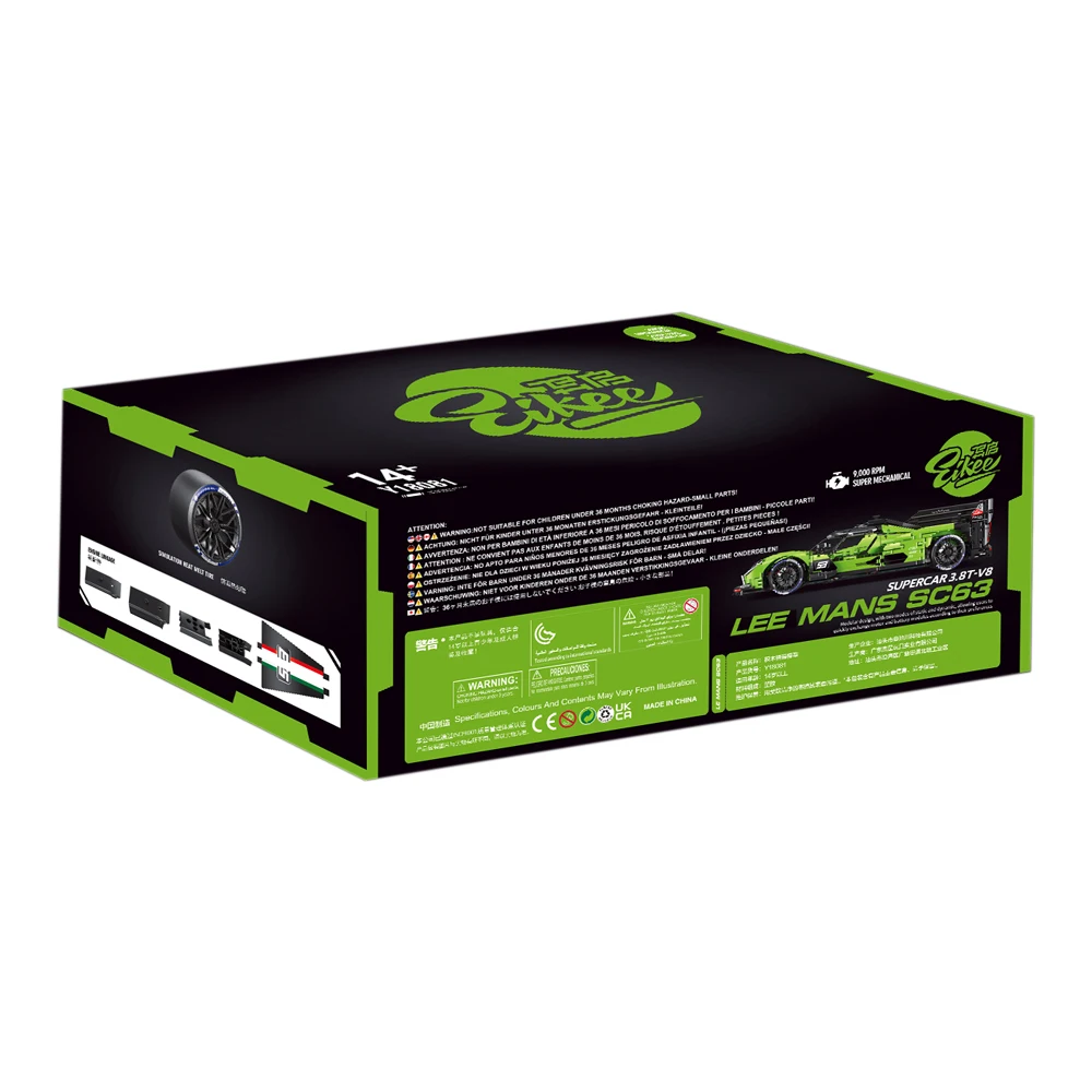 

IN STOCK Y18081 MOC Technical 1:8 RC Sports Car LEE MANS SC63 Building Blocks Bricks Model Toys for Boys Christmas Gift Sets