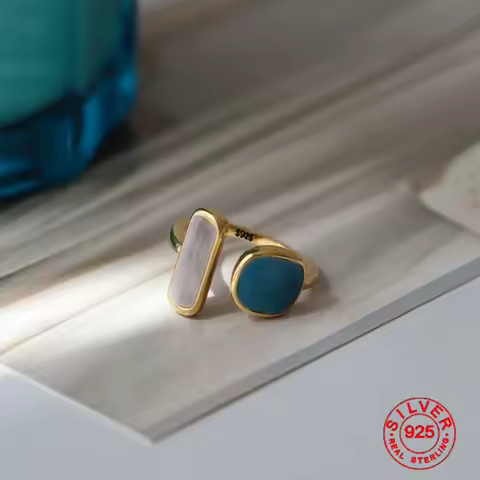 Original BFCLUB Silver Color Blue White Rings For Women Counple Wedding Engagement Silver Women's Vintage Ring Fine Jewelry