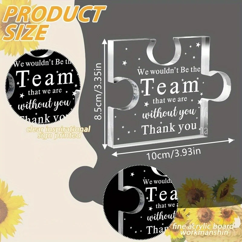 1pc Team Puzzle Shape Acrylic Ornament Team Gift Office Decoration Home Decoration Dining Table Decoration Bookshelf Decor