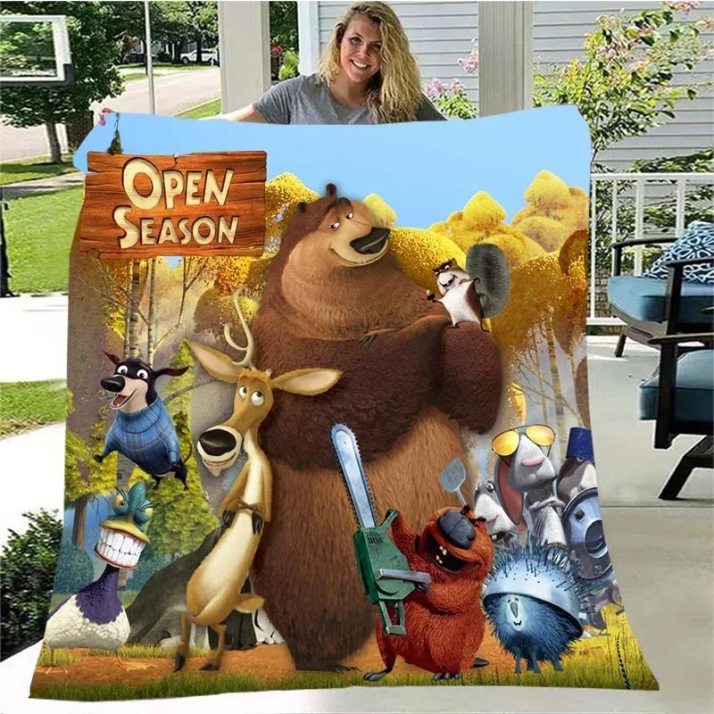 

Cartoon cartoon Bear Mouse family printed blanket, soft warm Flannel blanket, bed sofa blanket, outdoor travel camping blanket