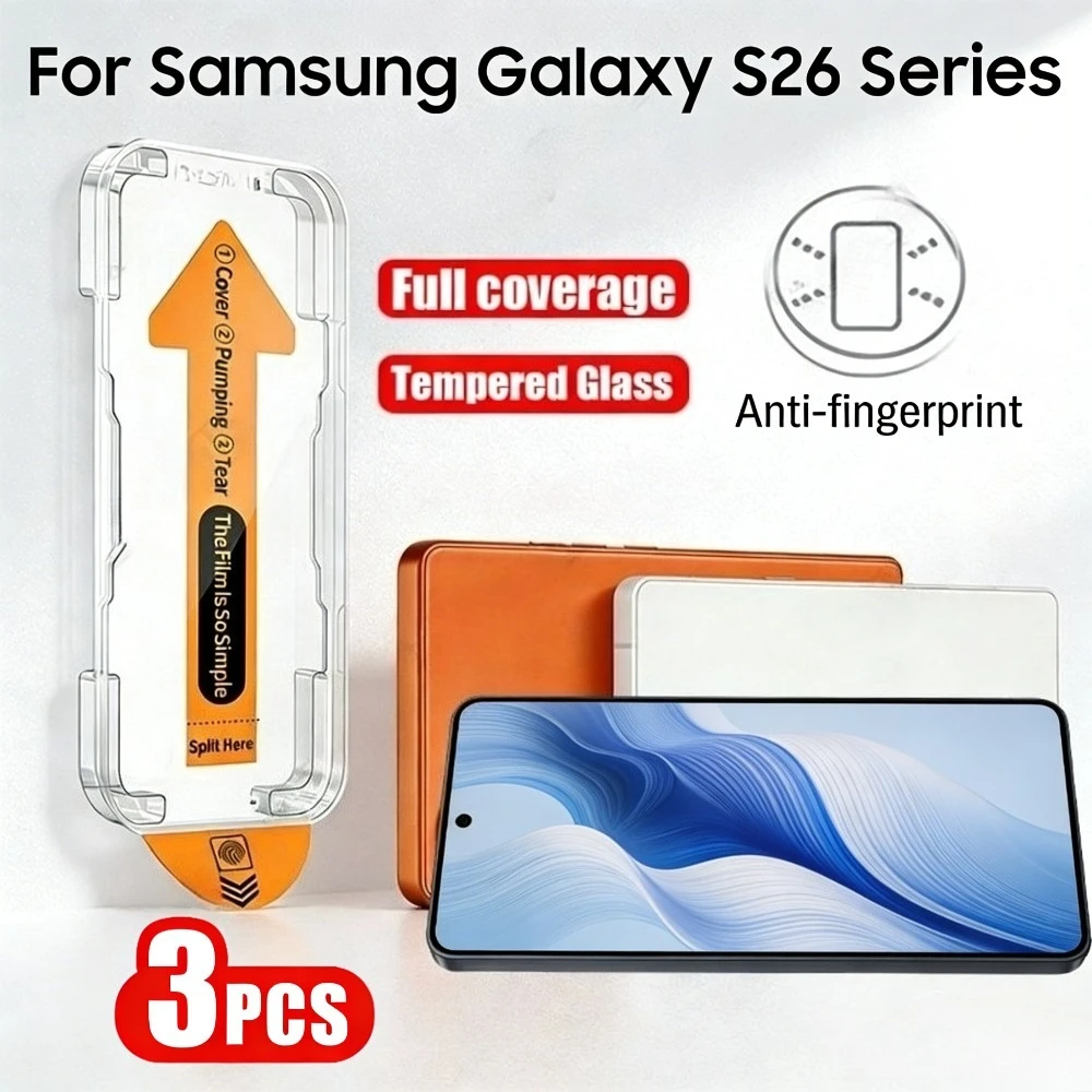 

3Pcs Full Cover HD Screen Protector for Samsung Galaxy S26 S25 S24 Ultra S23 S22 S21 Plus S26 S25 Edge Easy Installation Glass