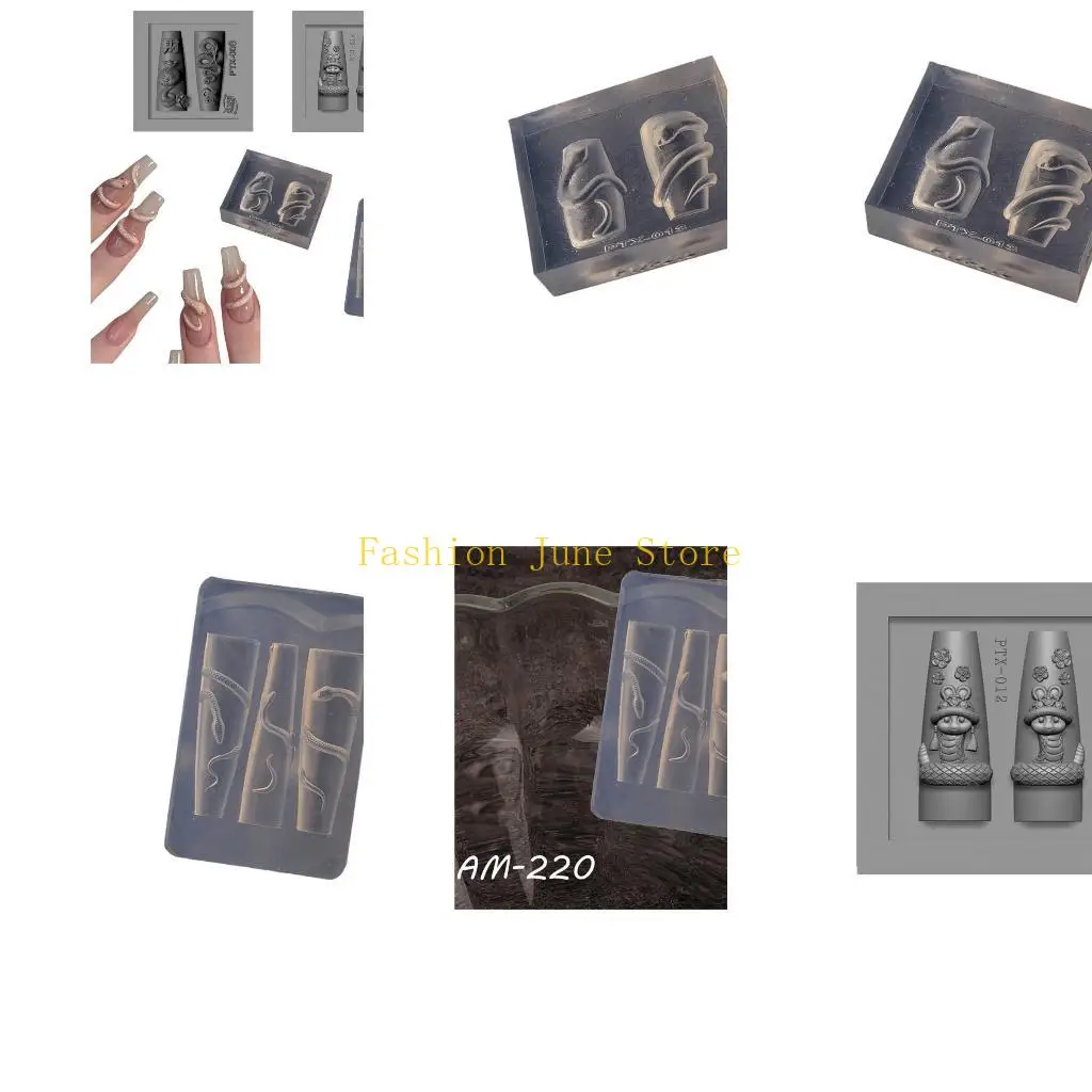 

N5KA многоразовые формы для резьбы по ногтям из смолы в виде змеи, аксессуары для ногтей, маникюрный шаблон для художественного