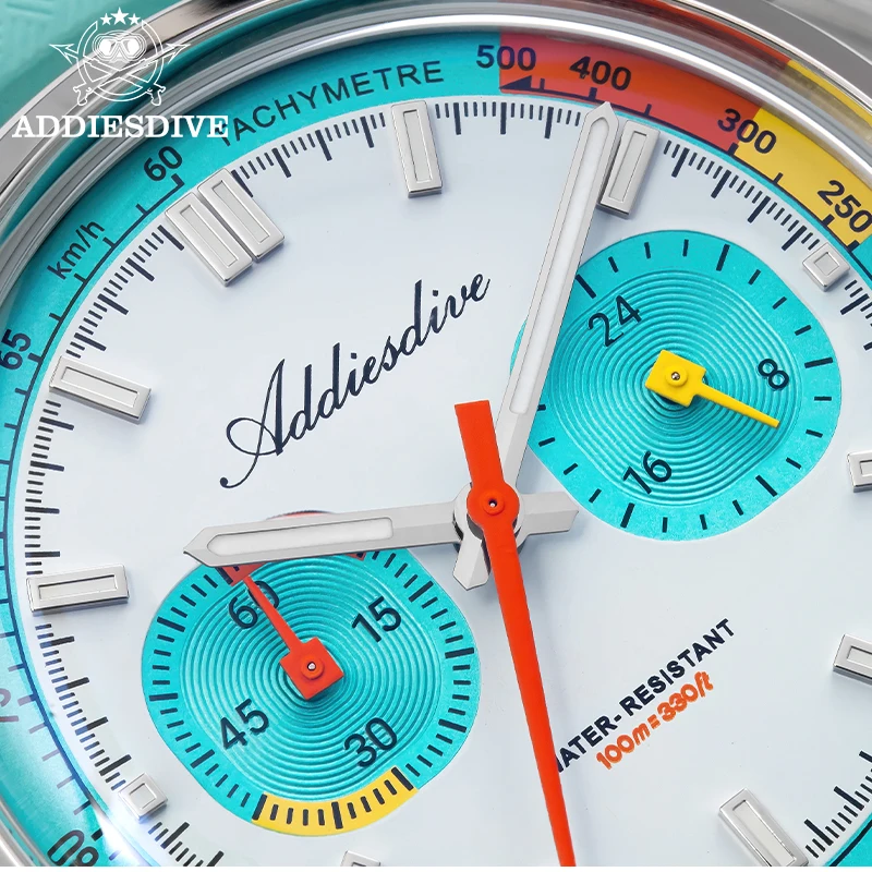 

ADDIESDIVE HOT 38mm Men's Watch AD2549 BGW9 Super Luminous Fluorocarbon Rubber 10Bar Waterproof 0S21 Chronograph Quartz Watches