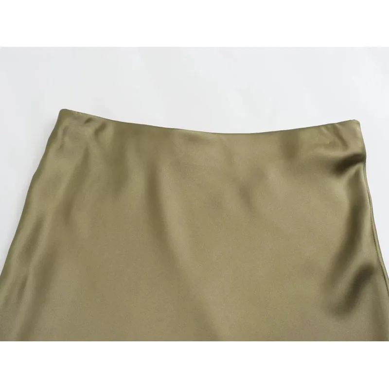 TRAF-falda de satén para mujer, faldas largas de cintura alta, elegantes, a la moda, Vintage, para Social, Otoño, 2023
