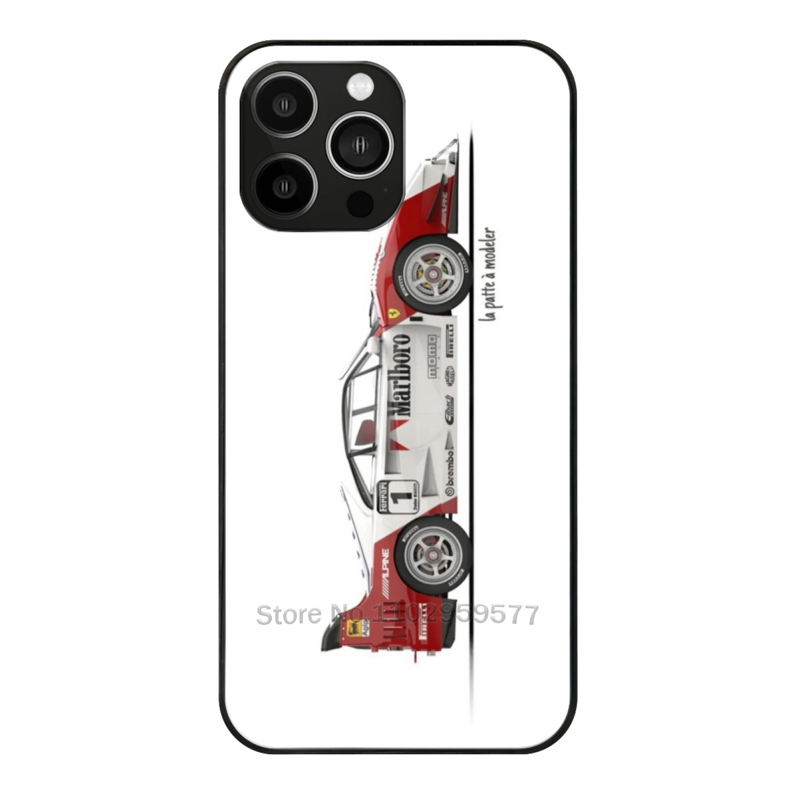 F40 Lm Malboro Livery Tempered Glass Case For Iphone 15 14 13 12 11 Pro Max X 7 Plus Case F40 Car Because Vintage 3D Automotive