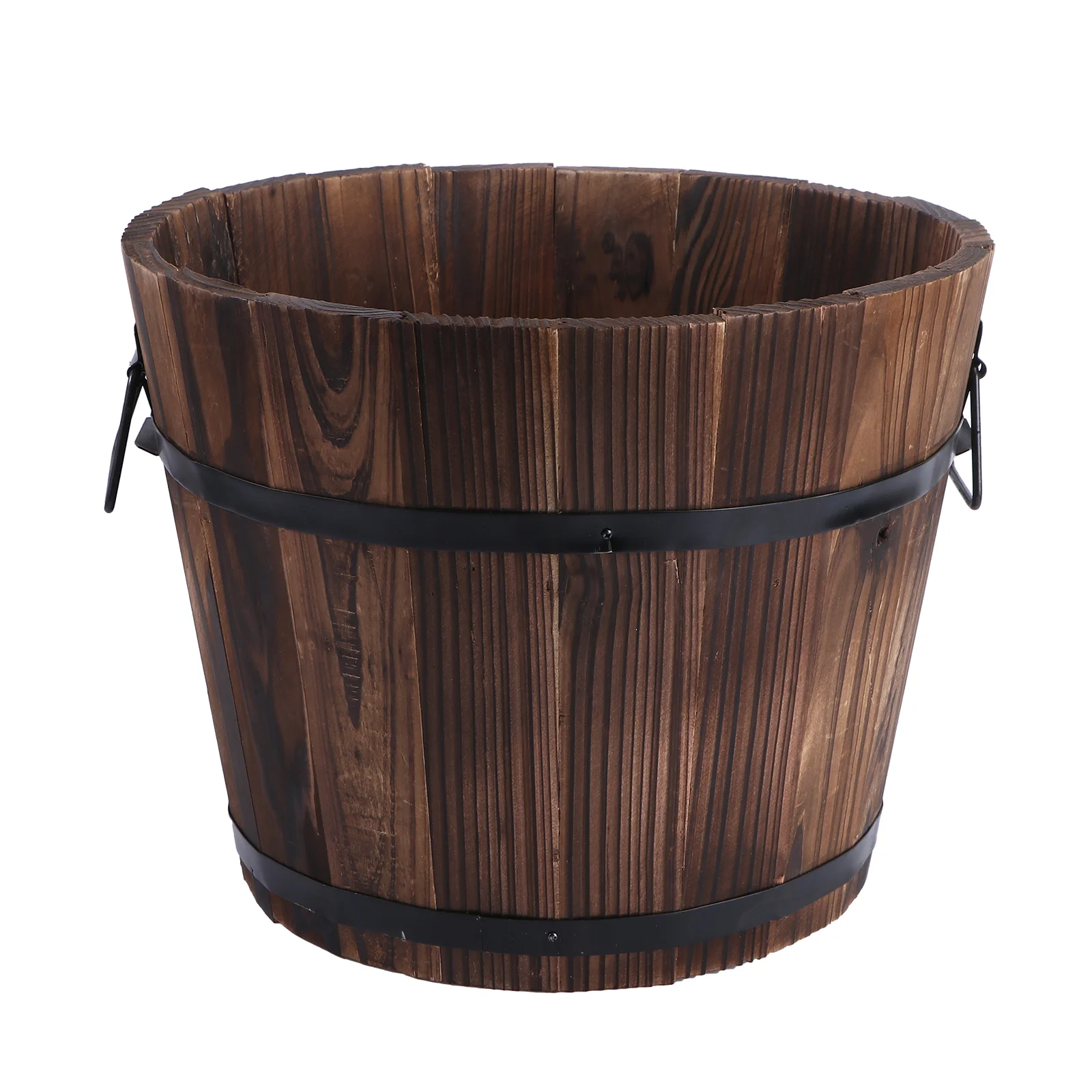 

Carbonized Wood Flowerpot Barrel Succulent Plants Bucket Rustic Outdoor Decor Big Anticorrosion Garden Hanging Shelf Indoor