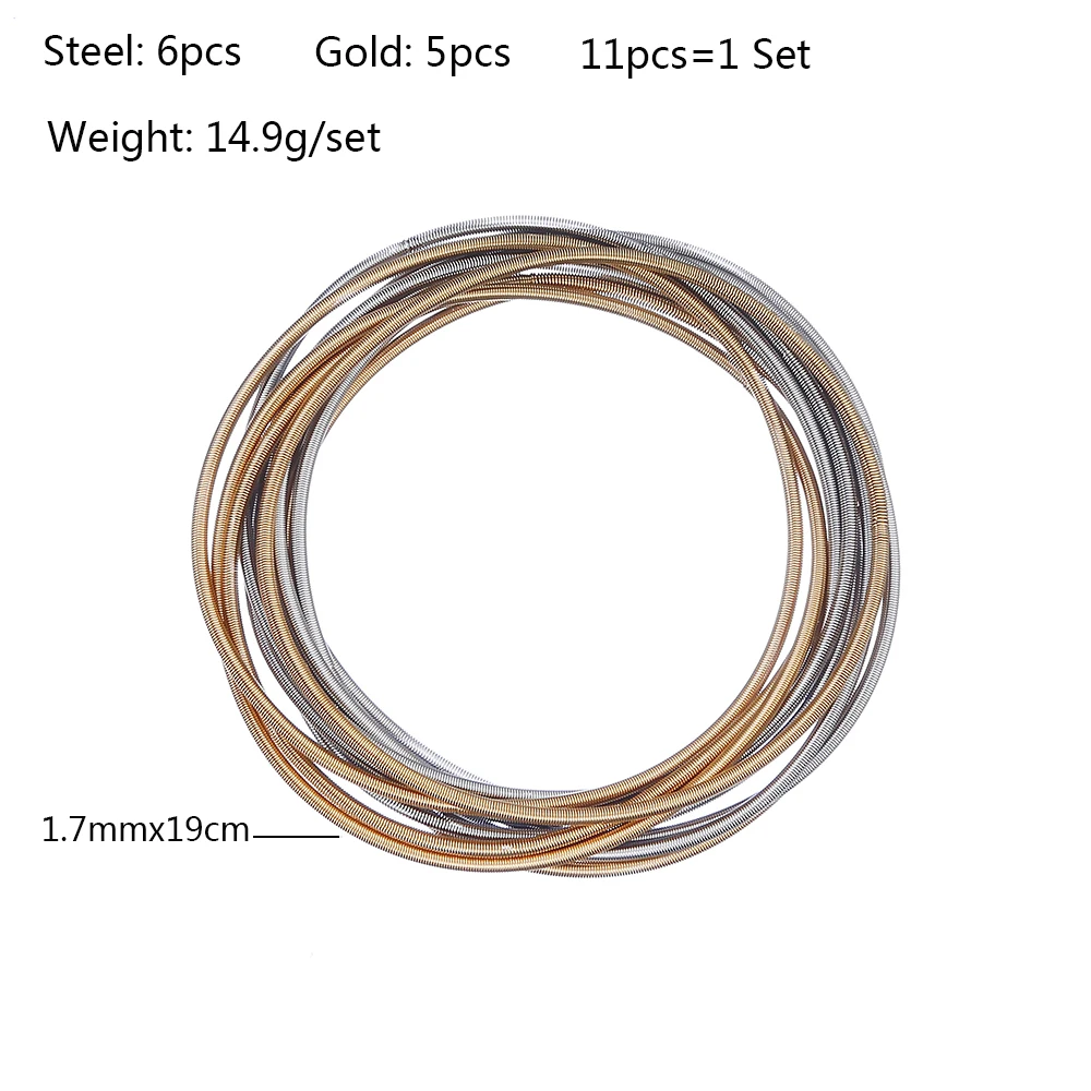 Metal Stainless Steel Waterproof Spring Mixed Color Expandable Bracelet Classic Guitar String Annular Charm Jewelry Unisex Gifts