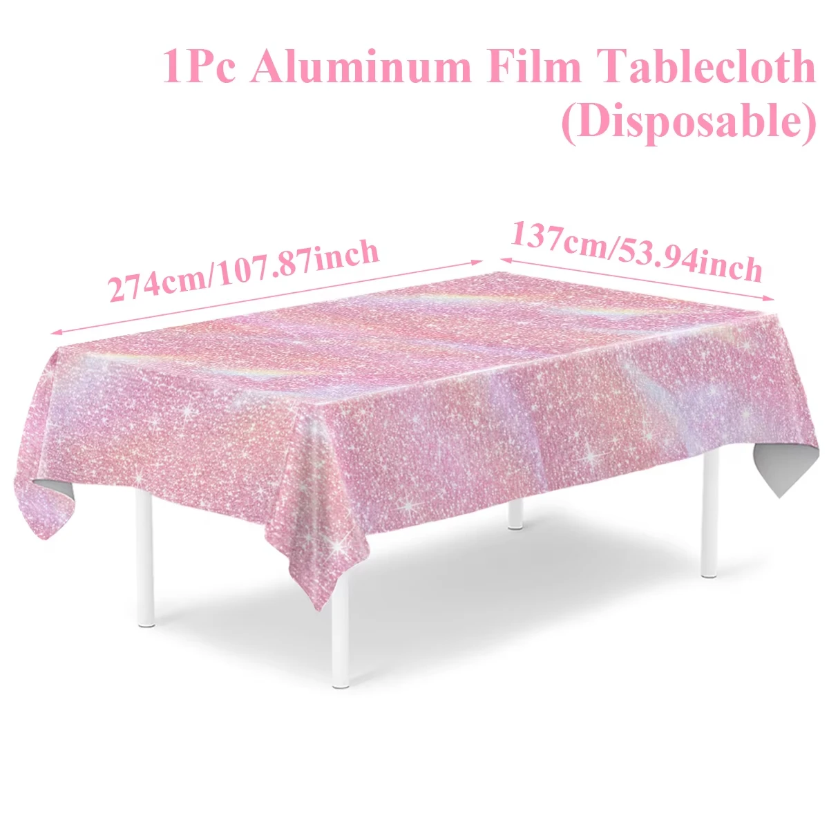 Lila Laser-Tischdecke, Glitzer-Geburtstags- und Hochzeitsdekoration, Rosa Aluminiumfolie-Tischdecke, Partyzubehör für Babypartys – Detail 5
