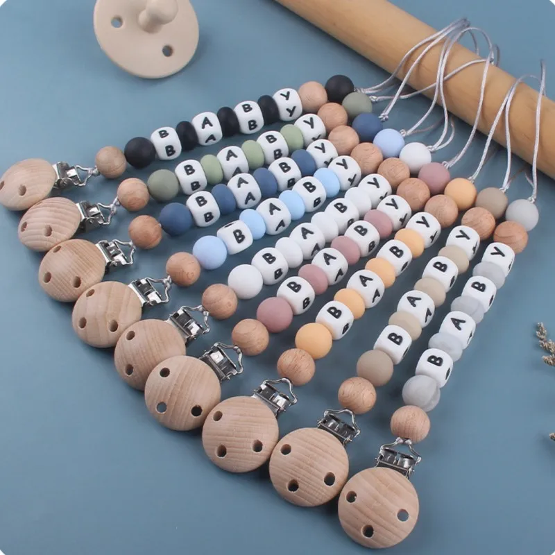 Dummy Holder Clip Customization Name Silicone Pacifier Chain For Baby Teether Nipple Chain Care Kids Birthday Shower Gift