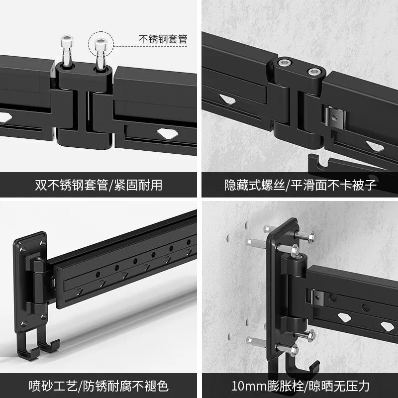 Thickened Folding Clothes Hanger Household Balcony Clothes Hanger Wall Hanging Multifunctional Clothes Hanger