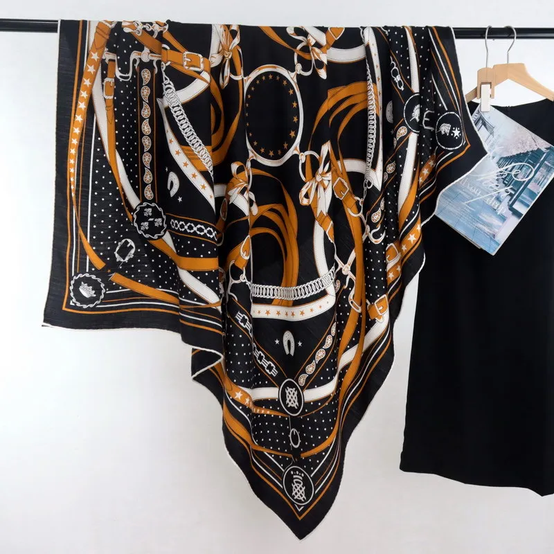 

Double Sided Soft Scarf Luxury Designer Large Shawl Wool Silk Stole Hems rolded Edge Shawls Foulard Cape 135cm Mother Lover Gift