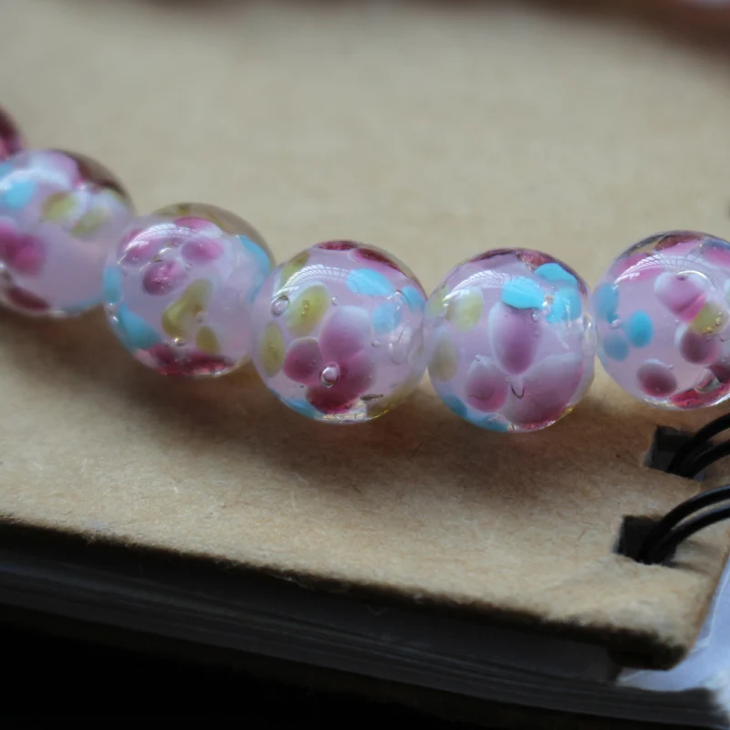 10Pcs 12mm14mm Handmade Lampwork Glass beads Flower Beads Solid Pink color jewelry make Bracelet Necklace Wholesale and Retail