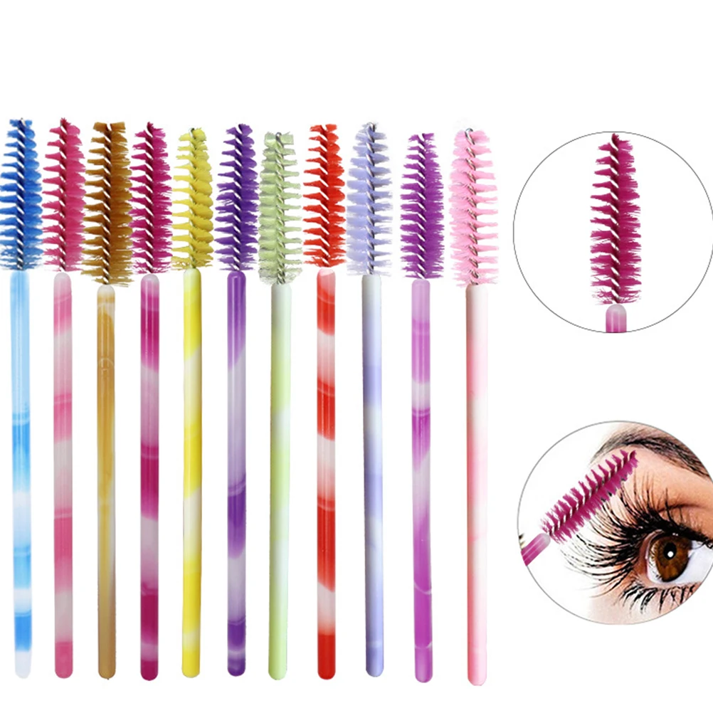 100 Stuks Nylon Wimperborstel Mascara Applicator Lash Scheiden Tool Make-Up Salon Wegwerp Draagbare Bruine Wimper Wands