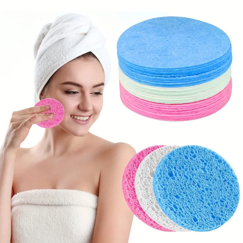 Esponjas Faciales Comprimidas, Almohadillas de Limpieza Facial de Pulpa de Madera Ecológicas, Reutilizables, Suaves, para Desmaquillar