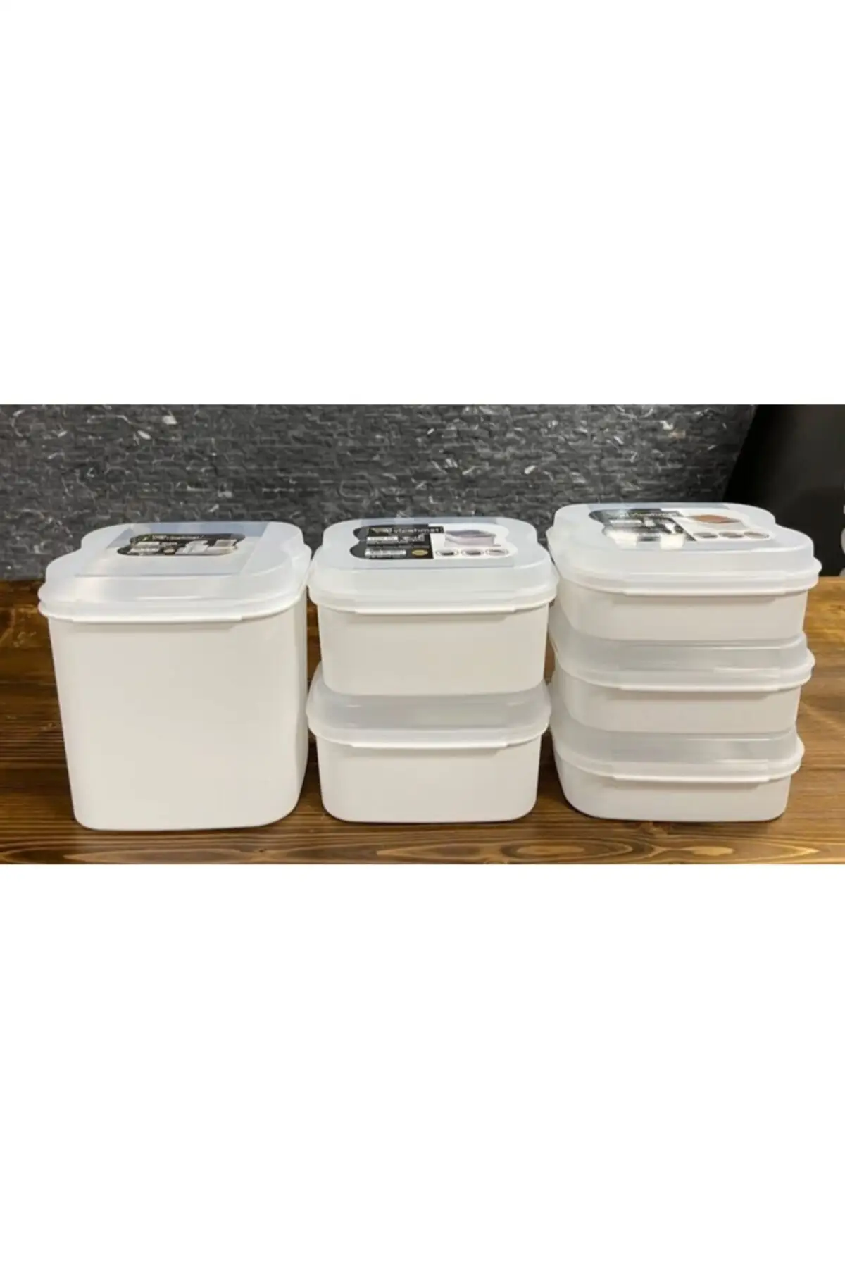 

DOLBOVI 6 piece white color Erzak container flour and pulses container set