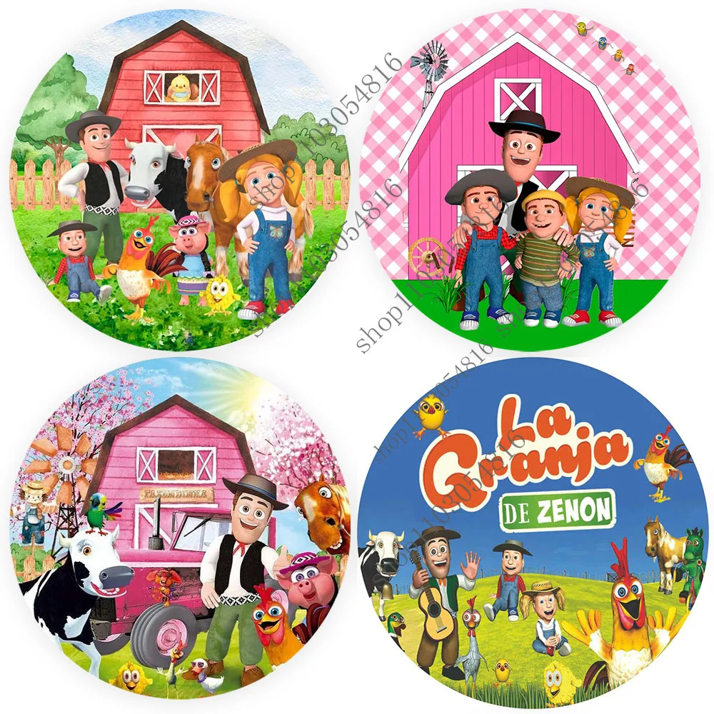

La Granja De Zenons Round Photo Backdrop Colorful Cover For Kids Birthday Custom Circle Photography Background Vinyl Polyester