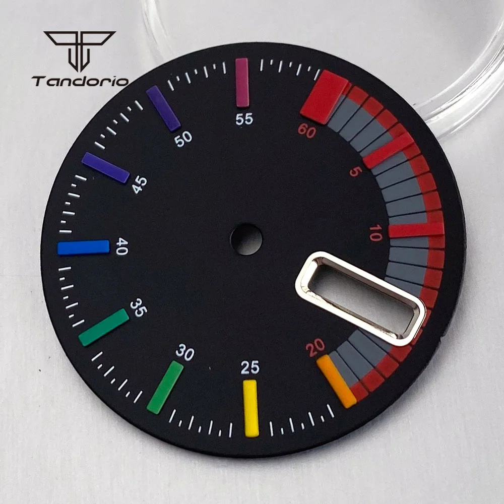 

Подходит для NH36 Механизм 28,5 мм Циферблат часов Радужный циферблат Двойное окно календаря Мужские наручные часы Мод Запасные аксессуары Запчасти Стерильные