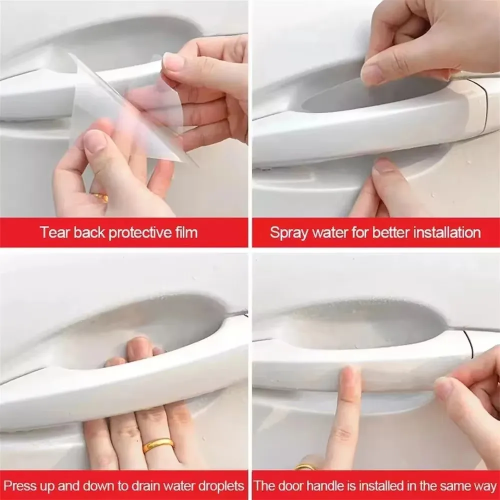 8pcs/pack Universal Car Door Handle Anti-scratch Protective Stickers Clear Invisible Car Door Wrist Paint Protection Film Decals