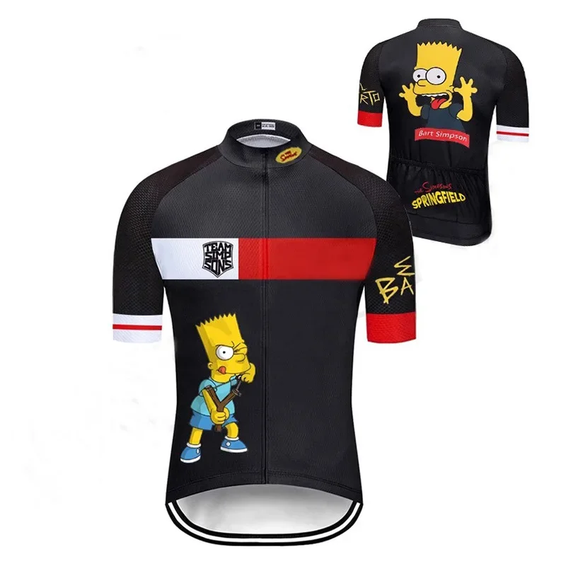 The Simpsons Cycling Clothing Fashion Trendy Bicycle Short Sleeve Suit Cartoon Anime Breathable Sweat Wicking Road Bike Apparel