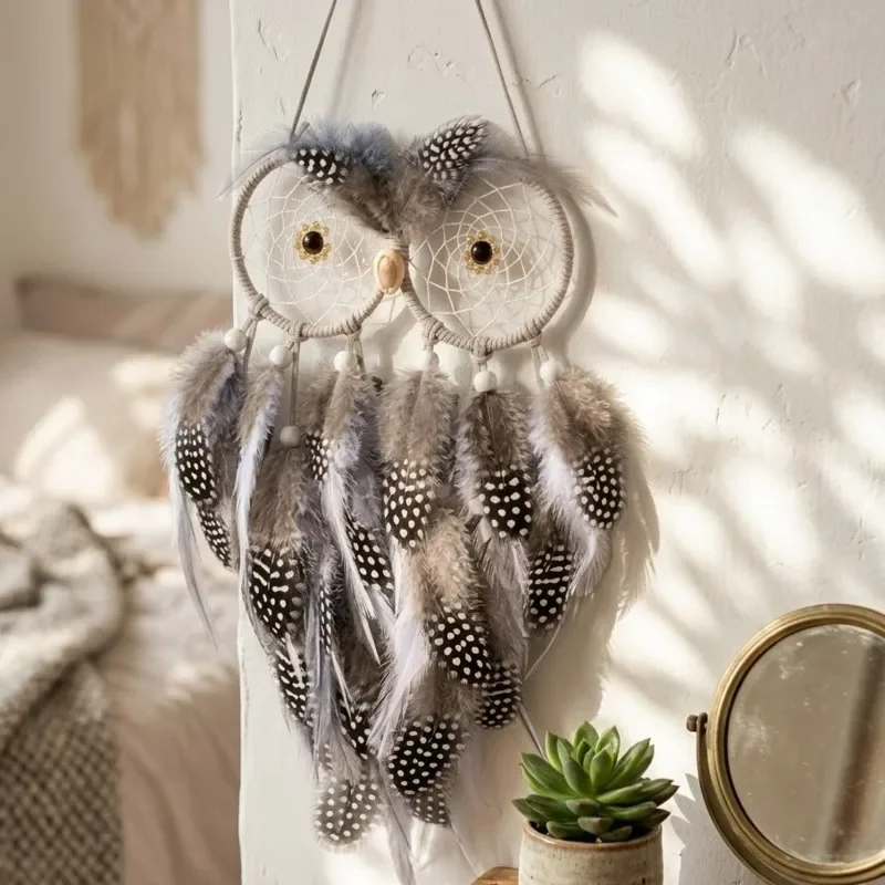 Owl Dreamcatcher Handmade Boho Bird Wall Hanging Home Decor For Bedroom Nursery Living Room Gift For Women Teens Halloween