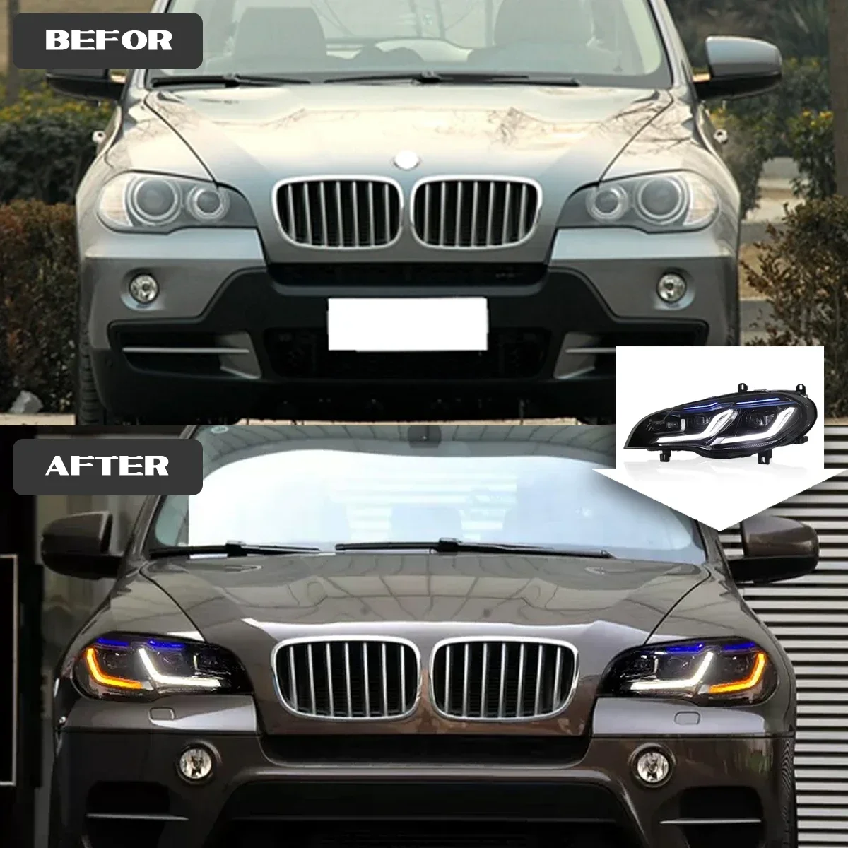 

TYPY New LED Head Lamp Upgrade Modified For BMW X5 E70 LED Headlights 2007-2013 Dynamic Signal Head Lamp Auto Accessories