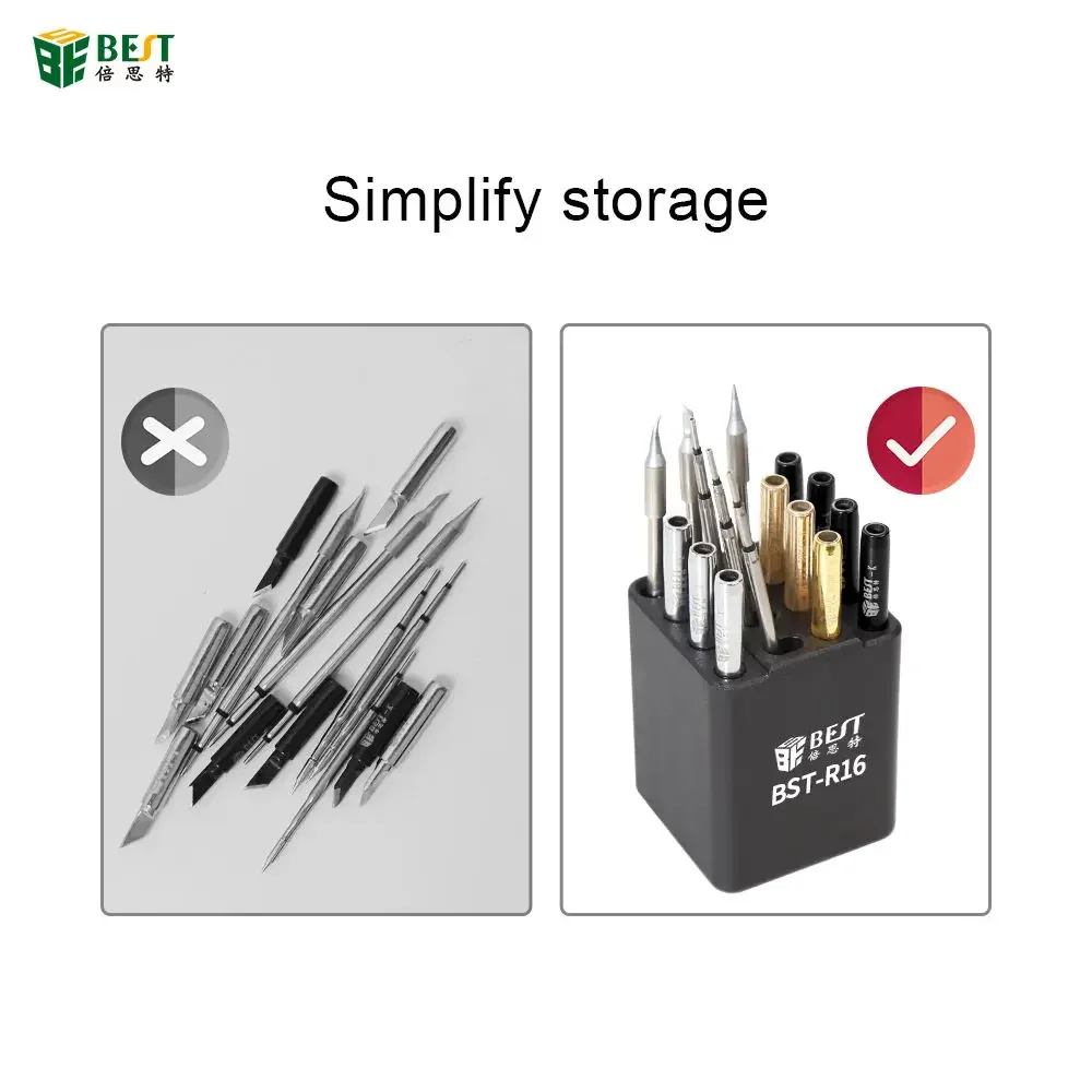 Newest BST-R16B soldering iron tip Storage Box  Heating Element Soldering Iron Organizer hand toos  for phone repair BGA PCB