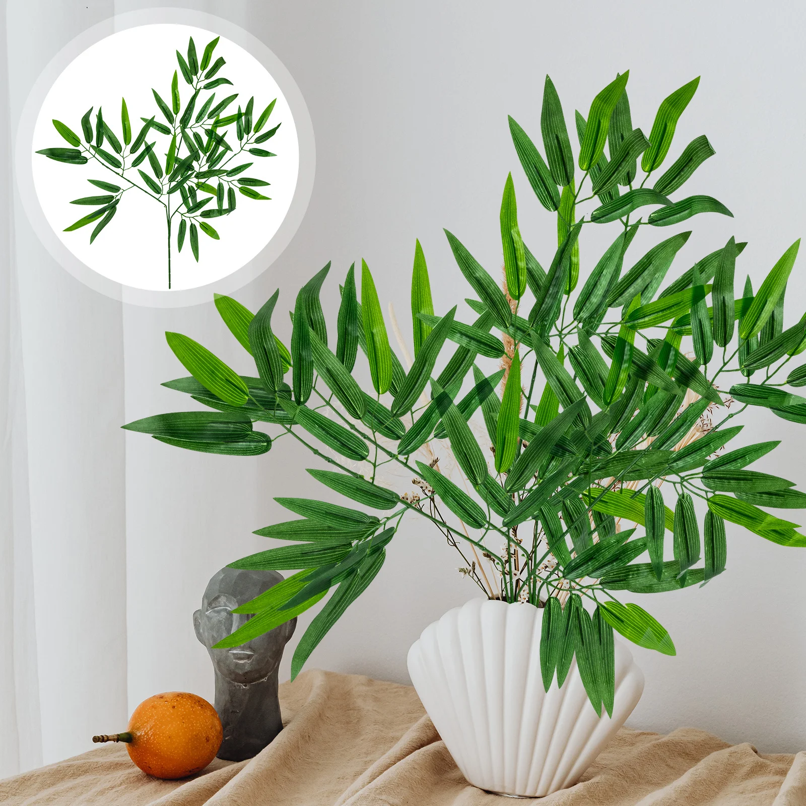 

5Pcs Simulated Bamboo Branches Decor Artificial Lifelike Leaves for Home Office Party Event Living Room Decoration