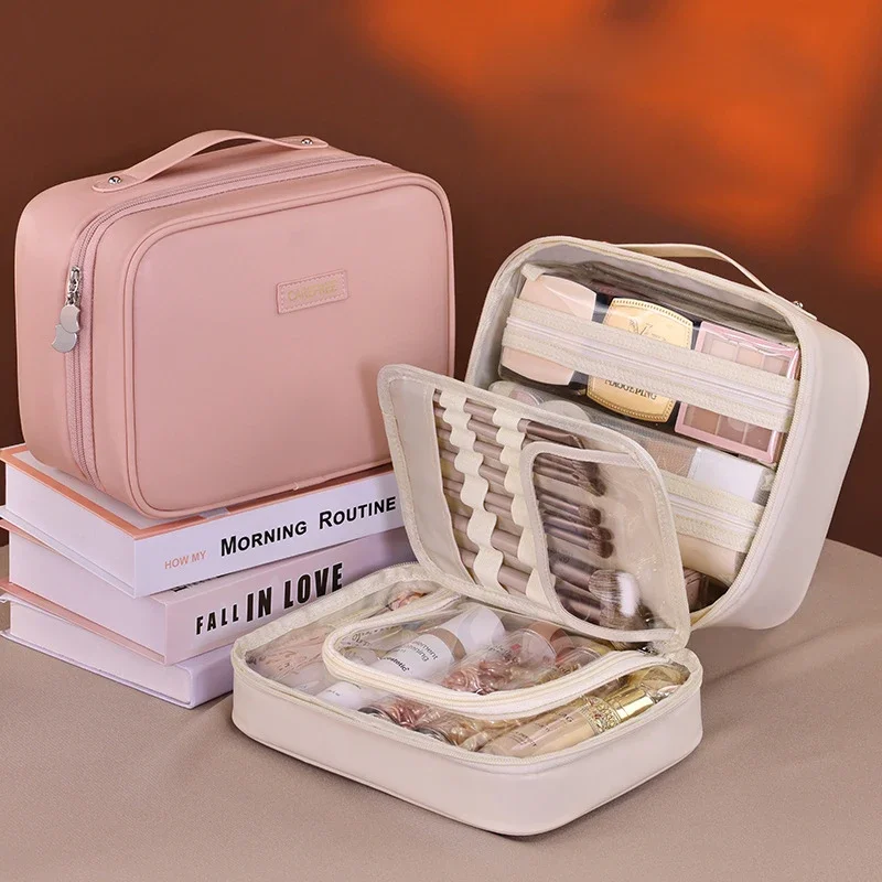 2026 New Fashion Women Large Capacity Makeup Bag Girl Cosmetic Case High Quality Pu Leather Female Make Up Box Travel Wash Bags