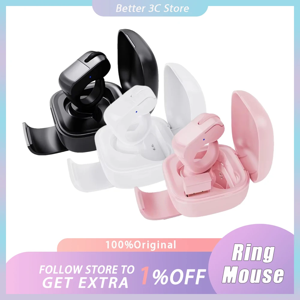 

Ring Mouse Rechargeable Mini Light Weight Bluetooth 2.4g Dual Mode Wide Compatible Remote Control Scan Selfie Short Video Speech