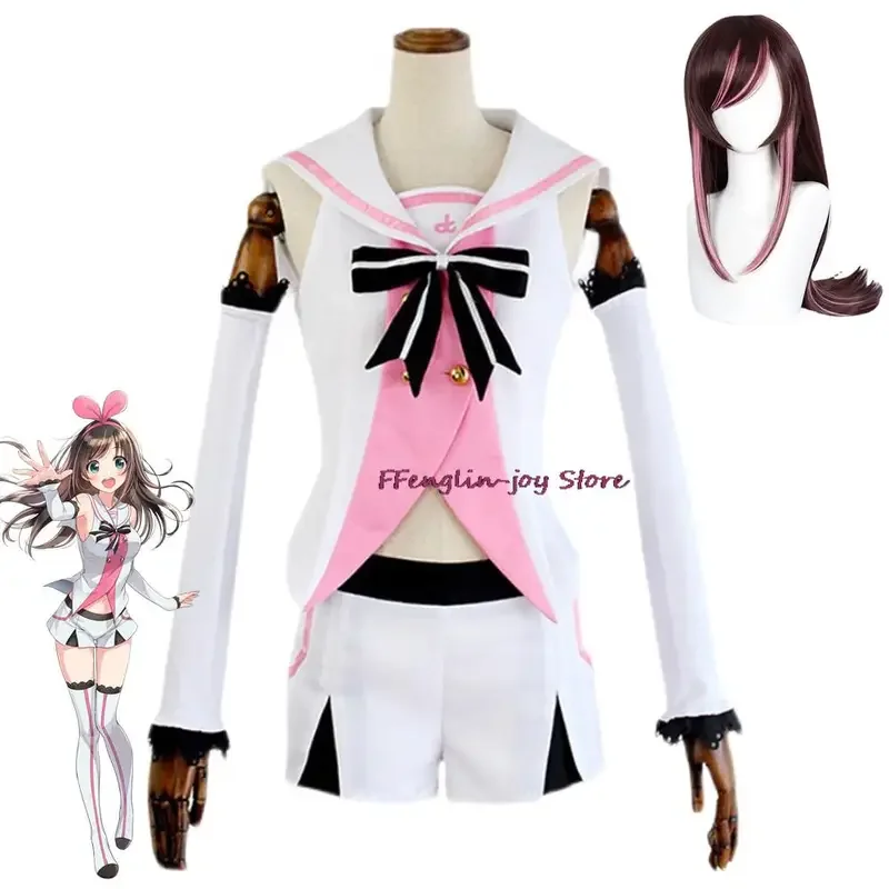 Vtuber youtubers ber virtuelles idol kizuna ai kanal cosplay kostüm perücke sexy frau anime top shorts halloween lolita stil kawai