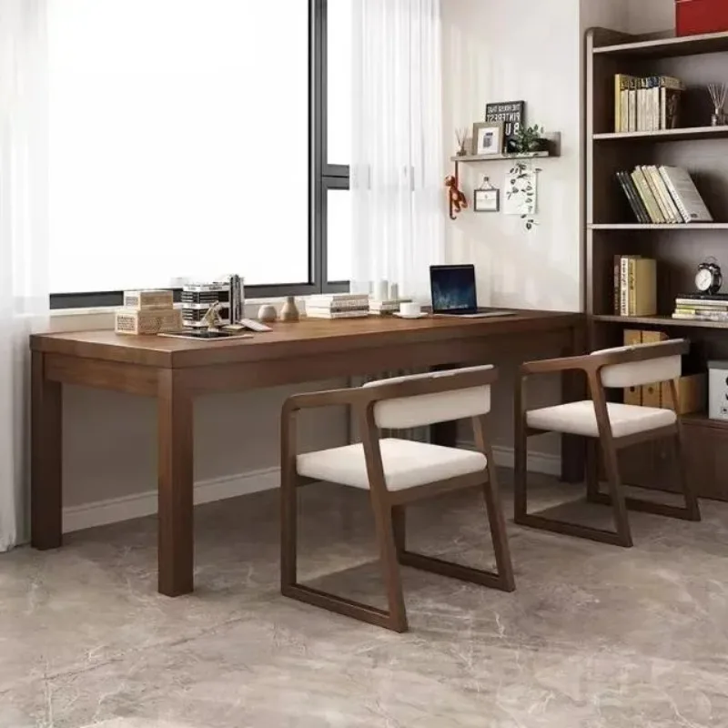 Modern Tribesigns 2 Person Desk with Storage Shelves, Double Computer Desk with Spacious Desktop, Extra Long Study Writing Table