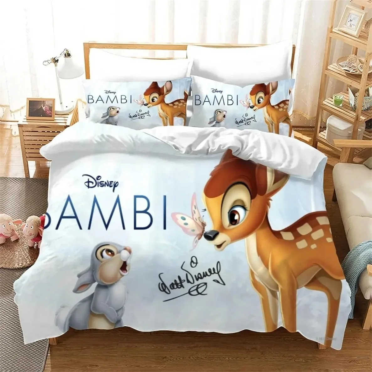 Bambi Kids Anime Duvet Cover Bambi 140x200cm Full Size Microfiber Bedding Set with Duvet Cover Bedroom Decorations