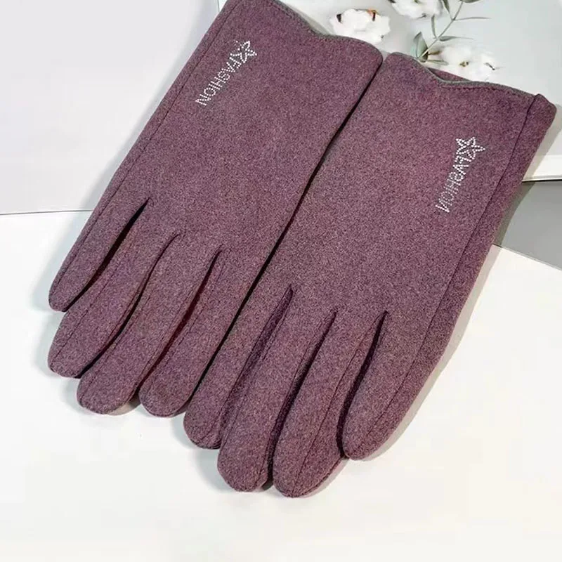Derong القيادة لاصق بلون قفازات المرأة الشتاء المضادة للانزلاق الدراجات قفازات دافئة طبقة واحدة قفازات خفيفة الوزن