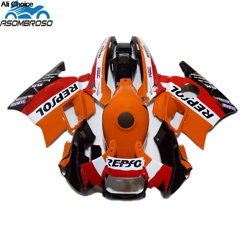 Motorcycle Fairings For Honda CBR600 F2 1991 1992 1993 1994 Free Custom fairing kit cbr 600 91 92 93 94 REPSOL Orange Black 5