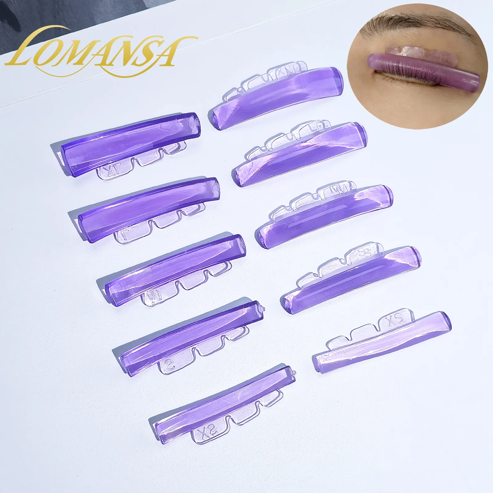 Lomansa 5 أزواج قابلة لإعادة الاستخدام سيليكون رمش بيرم منصات لزجة جلدة قضبان درع رفع ثلاثية الأبعاد رمش بكرة الشعر اكسسوارات ماكياج أداة #2