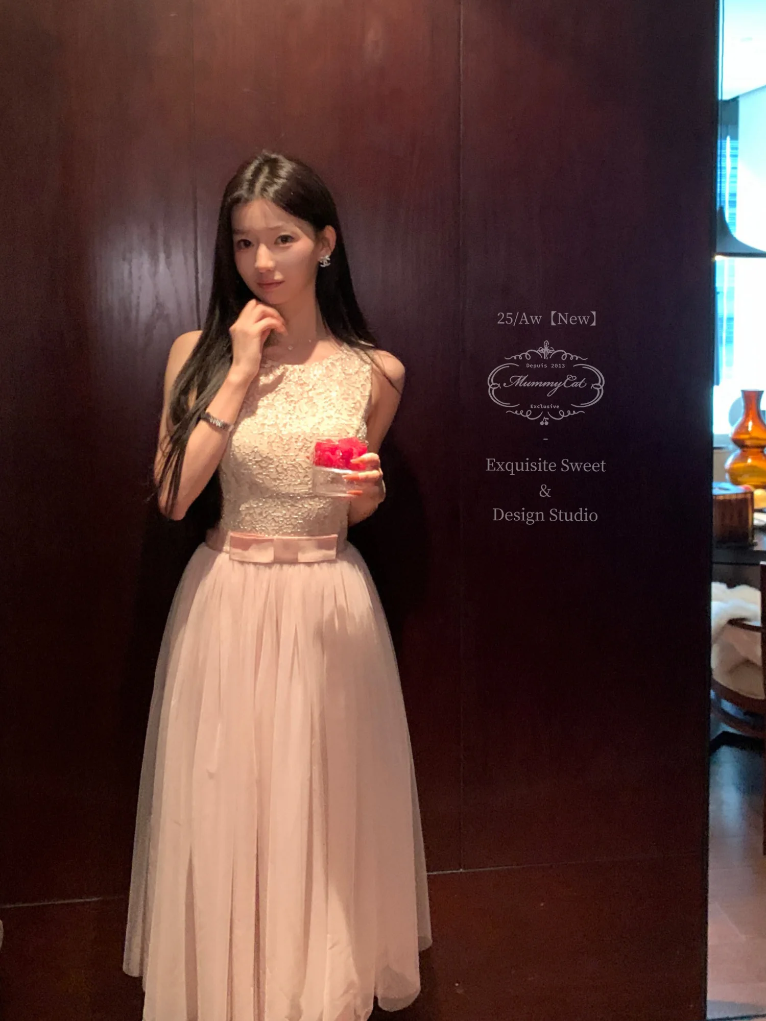 

Новинка: Вечернее платье Mummy Sweet Lace Me Dr Long, фасон А-силуэт, юбка Neline, круглый вырез, новая коллекция Par Wear