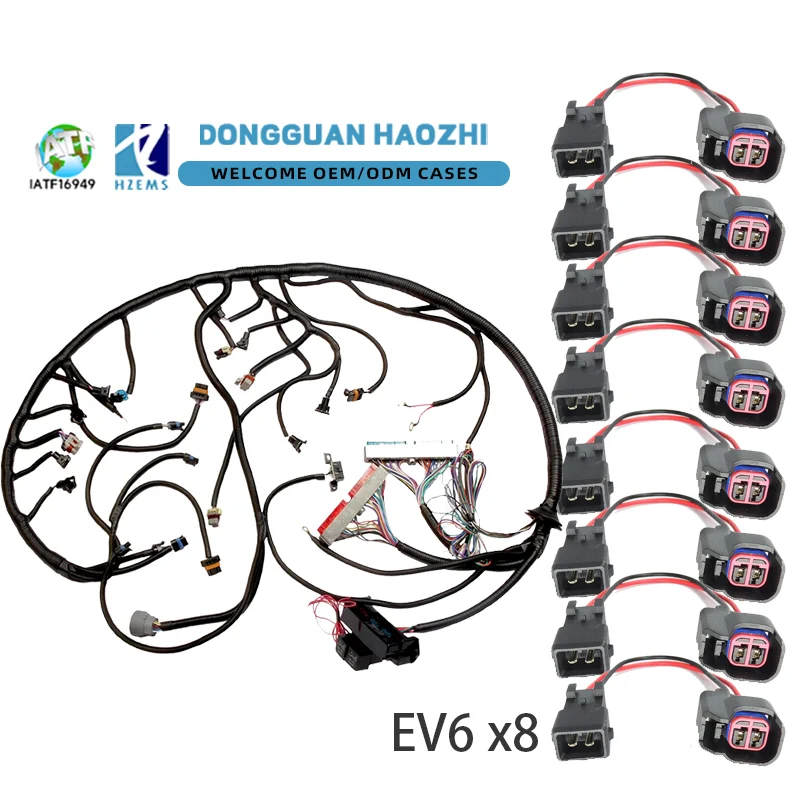 LS1 Swap Wire 4L60E DBC Standalone Engine Wiring Harness with 8 Pcs EV1 to EV6 Adapters for Chevolet GMC 1997-2006 4.8 5.3 6.0L