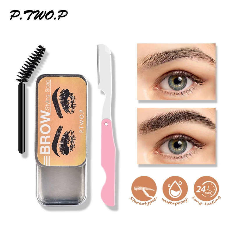 P.TWO.P Waterproof 3D Eyebrow Styling Soap Wax Quick-drying Makeup Eyebrow Sculpt Soap Natural Wild Brow Setting Gel Wax