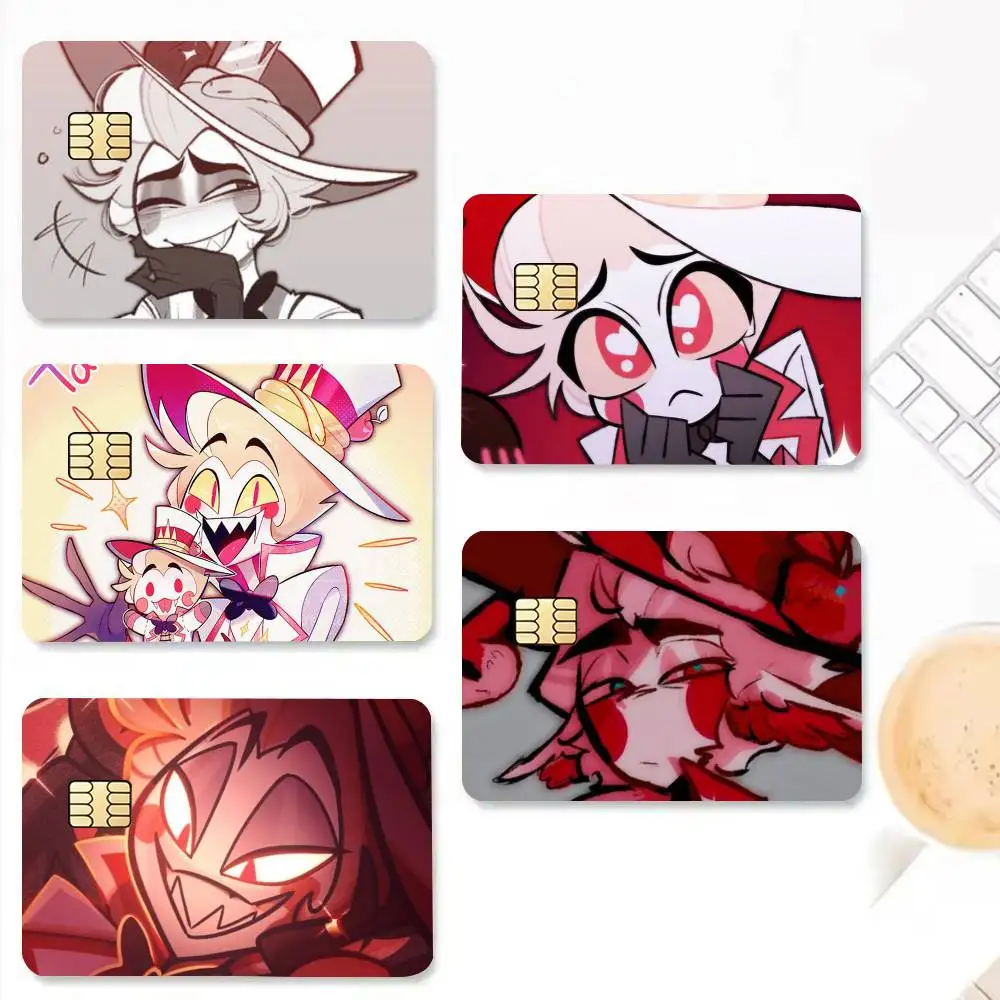 H-Hazbin Hotel Lucifer  Credit Card HD Stickers Game Card Decal Small Chip Waterproof Sticker Gift
