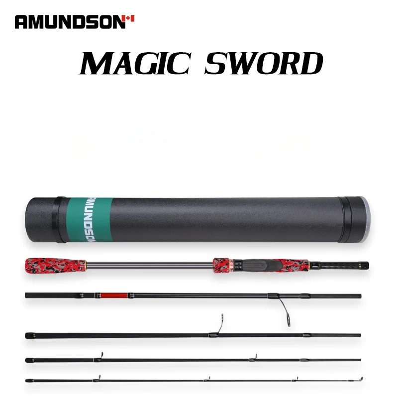 Amundson-Ultralight Carbon Fishing Rod, Portable Lure Rod, Fuji Guide Ring, Fuji Wheel Seat, Gift Bag, M, ML, MH, MH, Portable