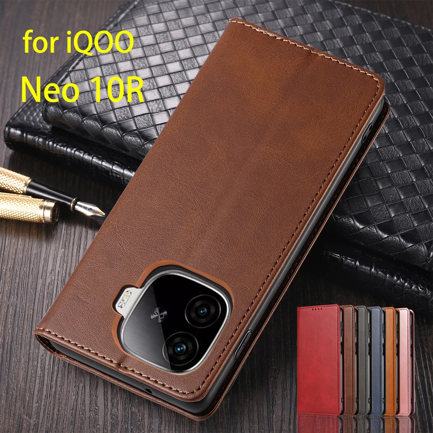 

Кожаный чехол для Vivo iQOO Neo 10R, держатель для карт, кобура с магнитным притяжением, чехол-кошелек, флип-чехол, чехол Fundas Coque