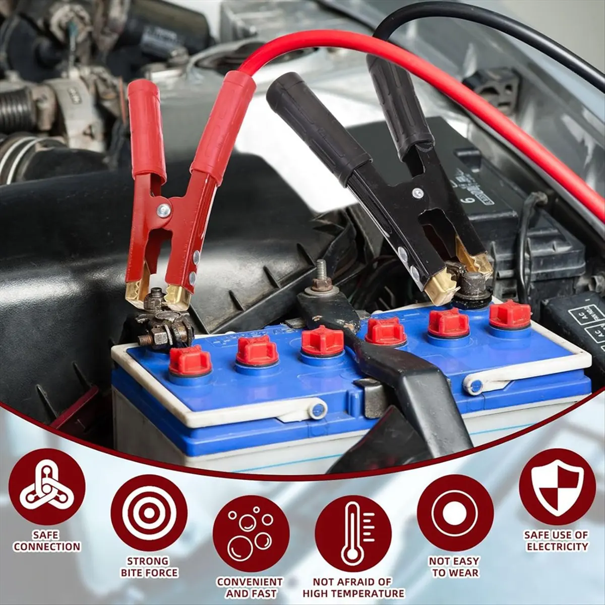 A73P 12 Pcs Battery Jumper Cable Clips 500-1000a with Insulating Sheath Jumper Cable Ends for Cables All Kinds of and Boats