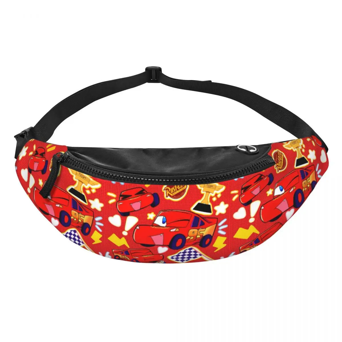 

Custom Lightning Anime Car M-McQueen Fanny Bag Crossbody Waist Pack Women Men Traveling Phone Money Pouch