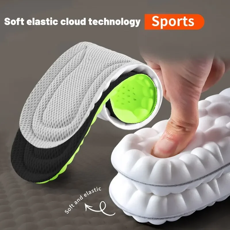 

Sport Insoles for Shoes 4D Shock Absorption Deodorant Breathable Cushion Running Insoles for Feet Man Women