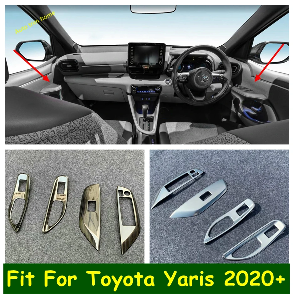 

Stainless Steel Inner Door Armrest Window Lift Button Control Decoration Panel Cover Trim For Toyota Yaris 2020 2021 Accessories