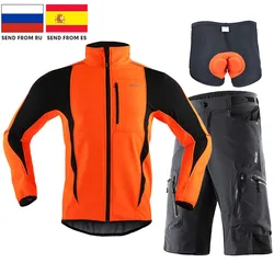 Men Autumn Winter Thermal Fleece Bicycle Jacket Outdoor Sports Hiking Hunting Combat Camping Soft Shell Coat Cycling Pad Shorts