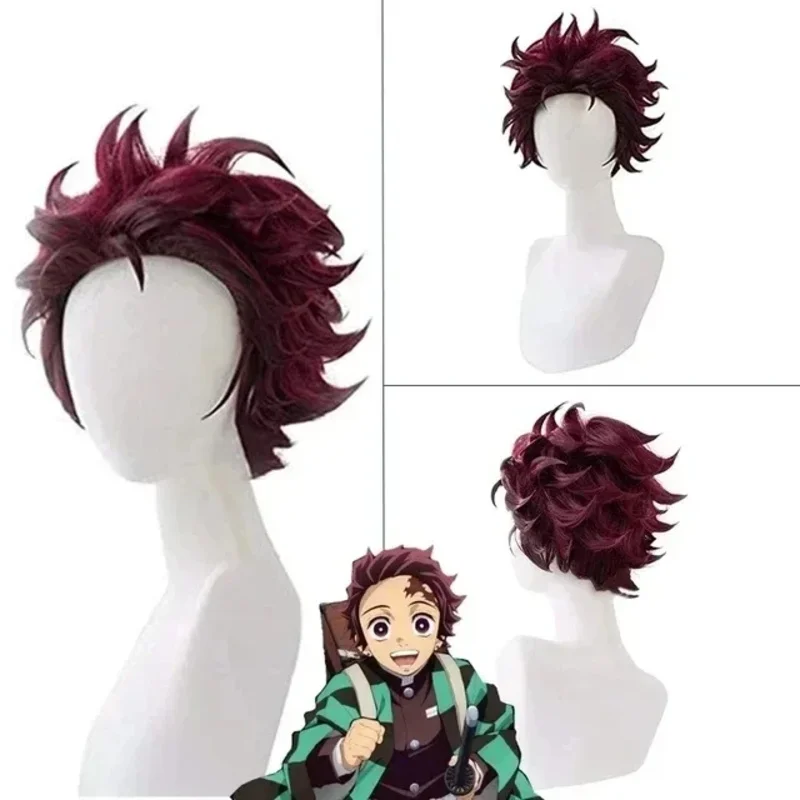 

2025 aaa Tanjirou Kamado Anime Demon Slayer Kimetsu No Yaiba Cosplay Costume Uniform Haori Kimono Wig Suit Halloween Adu