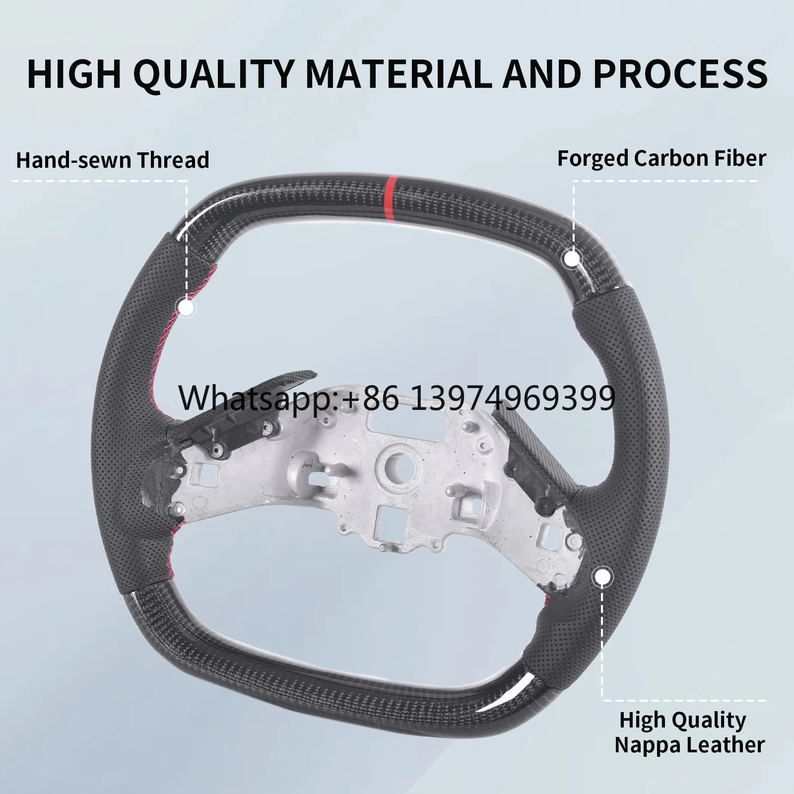 Real Carbon Fiber Steering Wheel for Chevrolet Corvette C8 Z06 2020-2024, D-Shape Flat Bottom Nappa Perforated Leather Grip